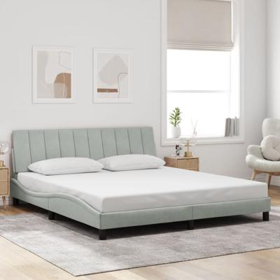 Bedframe zonder matras "Hanko" 180x200 cm fluweel lichtgrijs