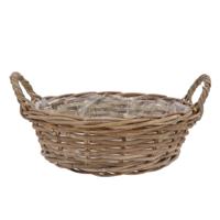 Plantenmand/aardappelmand tafelmodel - Ivy - met handvatten - rotan - B25 x H13 cm - binnen/buiten