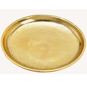 Rond kaarsenbord/kaarsenplateau goud van metaal 20 x 2 cm
