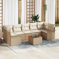 Tuinbankenset met kussen 8 pcs Beige poly rattan