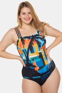 Ulla Popken Badpak, softcups, stadmotief - Grote Maten Ulla Popken Badpak, softcups, stadmotief - Grote Maten