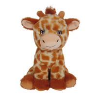 Knuffeldier Giraffe Elvira - zachte pluche stof - wilde dieren knuffels - bruin - 24 cm - thumbnail