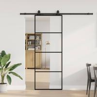 Schuifdeur met beslagset 76x205 cm ESG glas zwart