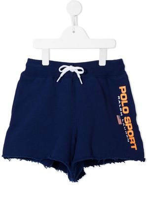 POLO RALPH LAUREN KIDS short Polo Sport à bords francs - Bleu