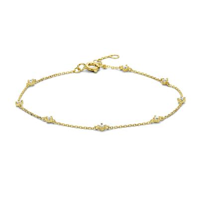 14k Geelgouden Armband met Zirkonia - 16,5-18,5 cm
