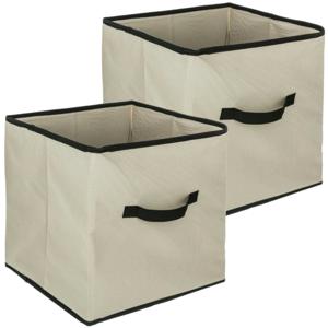 Opbergmand/kastmandje - 2x - Beige - 31 x 31 x 31 cm - 29 liter - Vakkenkast manden - Stof