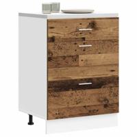 Keuken onderkast Lyon bewerkt hout oud houtkleurig