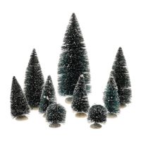 9x stuks kerstdorp onderdelen miniatuur boompjes groen 6 tot 20 cm - thumbnail
