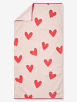 Personaliseerbare bad-/strandhanddoek, met gerecycled katoen roze, bedrukt - thumbnail