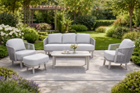 SenS-Line Siena loungeset 5-delig aluminium met grijze kussens- - Aluminium- Sens-Line