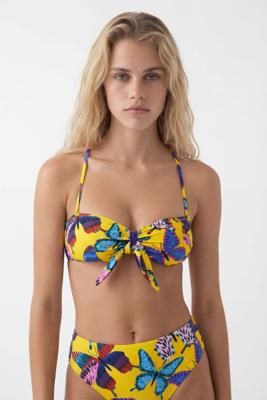 Geknoopte bikinitop met vlinders - YELLOW - L