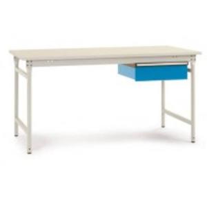 Manuflex BB5251.7035 Compleet bijzettafel basis stationair met melamine schijf + enkele lade, bxdxh: 1500 x 800 x 780 mm Grijs-wit (RAL 7035)