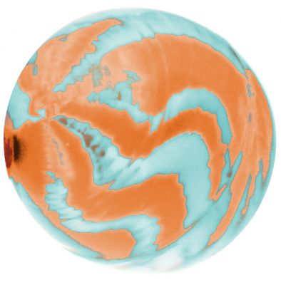 LG Imports stuiterbal Fire junior 4,5 cm turquoise/oranje