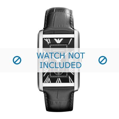 Horlogeband Armani AR1604 Leder Zwart 23mm
