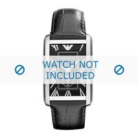 Armani horlogeband AR1604 Leder Zwart 22mm + zwart stiksel
