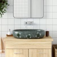 VidaXL Opzetwasbak ovaal 59x40x14 cm keramiek blauw VidaXL Opzetwasbak ovaal 59x40x14 cm keramiek blauw