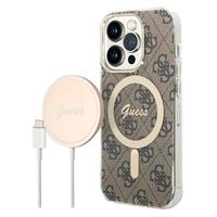 Guess 4G Edition Bundle Pack iPhone 14 Pro Hoesje & Draadloze Oplader (Geopende verpakking - Bevredigend) - Bruin