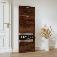 Schoenenkast 59x17x169 cm bewerkt hout gerookt eikenkleurig