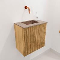 Toiletmeubel Mondiaz Joya Dlux | 40 cm | Meubelkleur Oak | Faye wastafel Arena Wasbak Midden | Zonder kraangat(en)