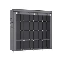 Stoffen kast met 4 hangvakken en 4 zijvakken, Grijs Stoffen kast met 4 hangvakken en 4 zijvakken, Grijs