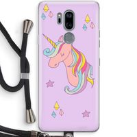 Roze eenhoorn: LG G7 Thinq Transparant Hoesje met koord