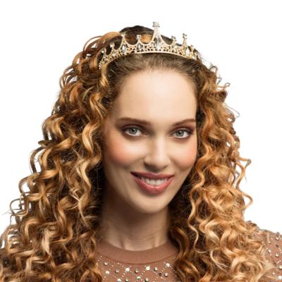 Prinsessen tiara - diadeem met kroon - ros? goud - metaal - carnaval - verkleden