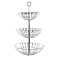 Fruitschaal - Zilver - 56 cm - etagere bestekpatroon 3-laags - fruitmand