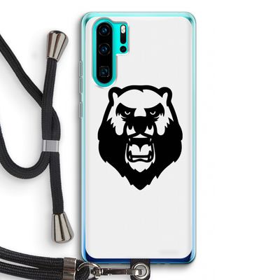 Angry Bear (white): Huawei P30 Pro Transparant Hoesje met koord