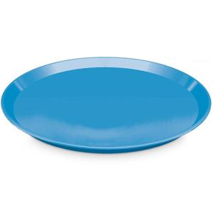 Rond dienblad/serveerblad - Blauw - kunststof - Dia 34 x H2 cm - Serveren - Kopjes/glazen