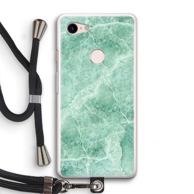 Groen marmer: Pixel 3 Transparant Hoesje met koord