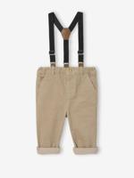 Babybroek in fluweel / velours met afneembare bretels beige