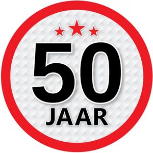 50 jaar leeftijd sticker rond 15 cm verjaardag feest versiering