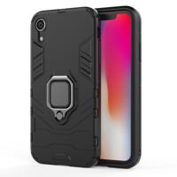 PC + TPU Shockproof beschermhoes met magnetische Ring houder voor iPhone XR (zwart)