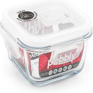 Pebbly - Vershoudbox, Borosilicaat Glas, Vierkant, 320 ml - Pebbly