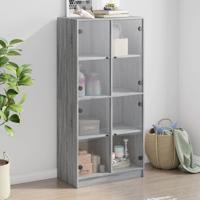 Hoge kast met deuren 68x37x142 cm bewerkt hout grijs sonoma