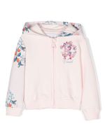 Roberto Cavalli Junior floral monogram-print hoodie - Rose