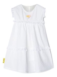 Off-White Kids robe Off Stamp en coton à volants - Blanc