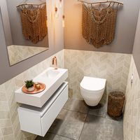 Toiletmeubel Mondiaz Andor | 80 cm | Meubelkleur Talc | Lex vrijhangend wastafel Talc Rechts | 1 kraangat