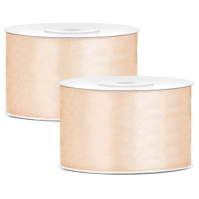 Hobby Sierlint satijn - 2x - Creme - 25 meter - cadeaulint - satijnlint/sierlinten