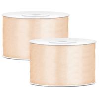 Hobby Sierlint satijn - 2x - Creme - 25 meter - cadeaulint - satijnlint/sierlinten