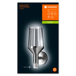 LEDVANCE Endura Classic Calice Sensor 4058075477971 Buitenlamp met bewegingsmelder (wand) LED E27 RVS, Transparant, Glas