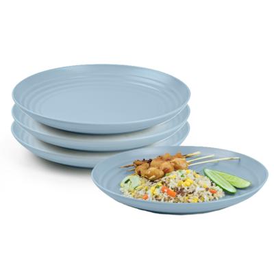 Plasticforte Rond bord/camping bord - 4x - D20 cm - ijsblauw - kunststof - onbreekbaar - servies