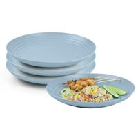 Plasticforte Rond bord/camping bord - 4x - D20 cm - ijsblauw - kunststof - onbreekbaar - servies