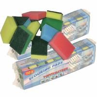 Schuursponsjes - 100x - multicolor - schuim/schuurspons - 9 x 6 x 3 cm - afwassponsjes