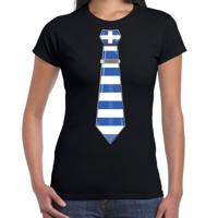 Verkleed T-shirt voor dames - stropdas Griekenland - zwart - supporter - themafeest - thumbnail