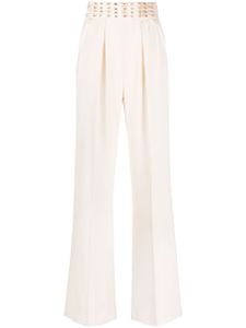 Elisabetta Franchi pantalon palazzo à taille ceinturée - Tons neutres