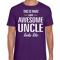 Awesome Uncle / oom cadeau t-shirt paars heren - thumbnail