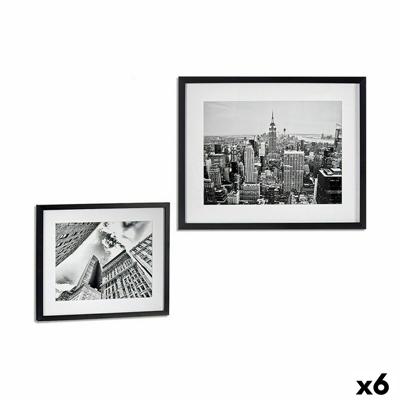Schilderij Gebouw Hout Glas 43 x 3 x 53 cm (6 Stuks)