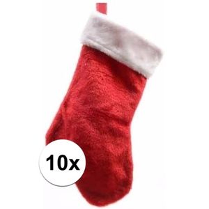 10x Rode pluche kerstsokken 40 cm