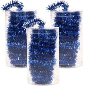 3x stuks folie tinsel slingers/guirlandes blauw 20 meter kerstslingers